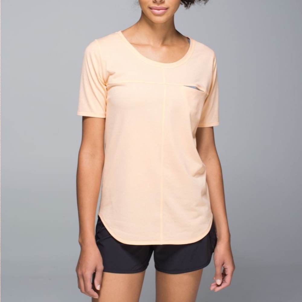Lululemon Women's Run Away Tee Heathered Peach Fuzz Medium? - Picture 1 of 5